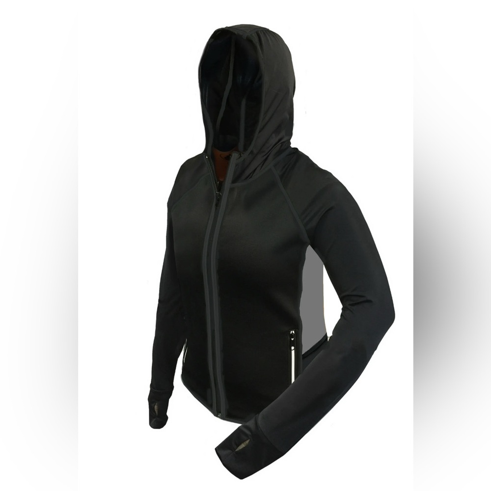 Men's SaunaRX Thin Neoprene Black Hooded Jacket Size XXL